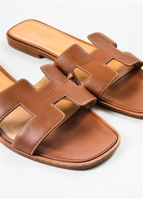 hermes slides brown|hermes brown oran sandals.